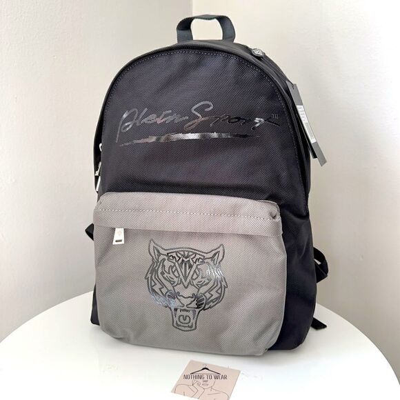 PHILIPP PLEIN SPORT Backpack Grey Black Designer - Picture 8 of 11